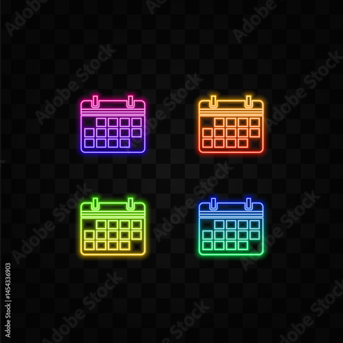 calendar icon vector  sign or symbol. neon style.