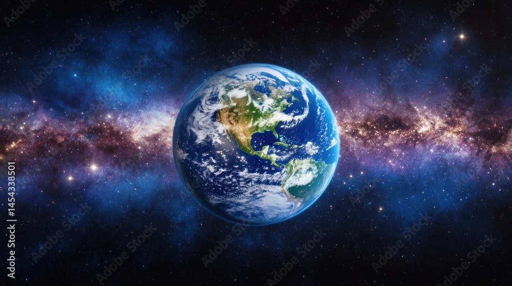Fototapeta premium Earth in Space with Milky Way