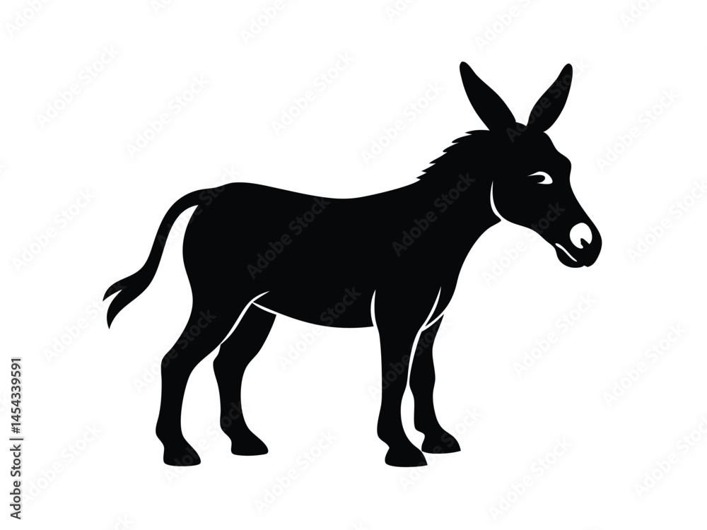 Fototapeta premium Black Silhouette Donkey Illustration
