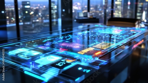 Wallpaper Mural Futuristic interactive table in city office Torontodigital.ca