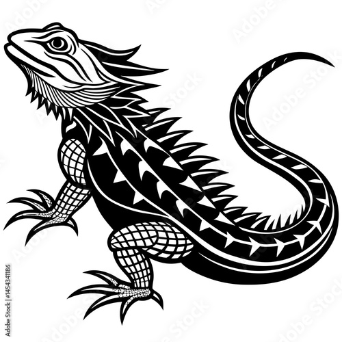 Wallpaper Mural Stylized Black and White Lizard Illustration Tribal Design Torontodigital.ca