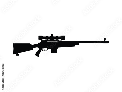 Sniper Rifle Silhouette with Scope