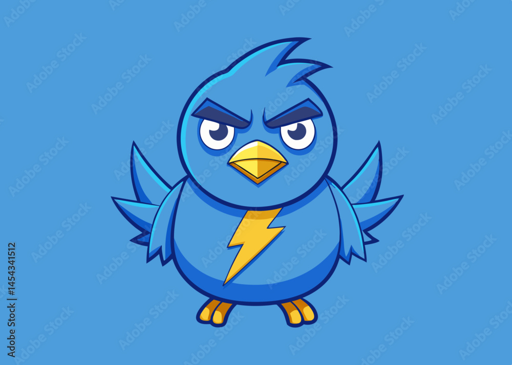 Fototapeta premium Angry Blue Bird Cartoon Character Mascot Design