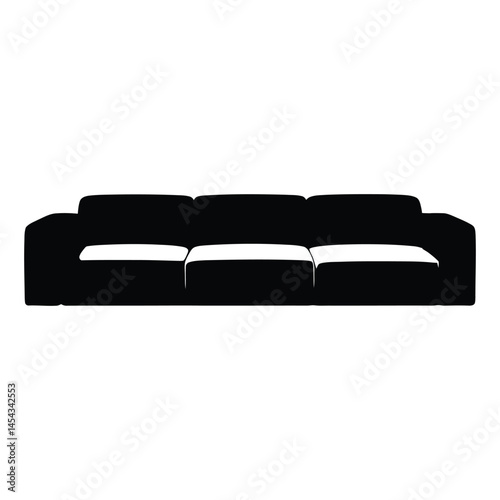 Modular sofa sectional Silhouette, Vector, Illustration, Icon, Logo, White Background.