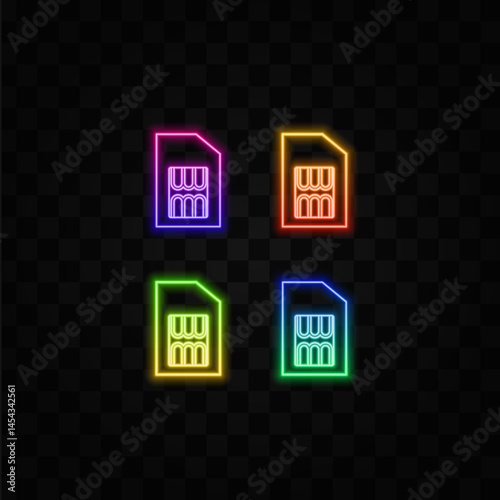 sim card symbol icon. Sim card symbol icon illustration. neon style.