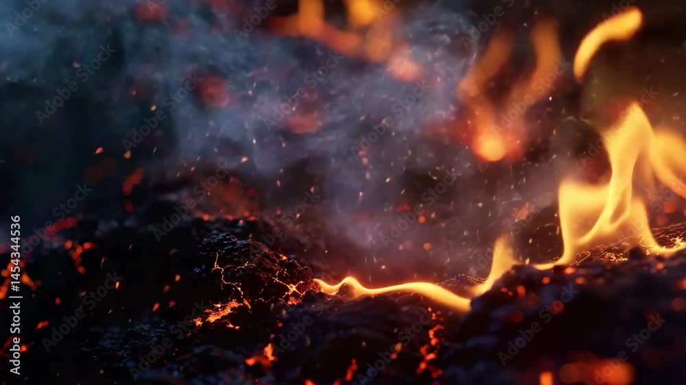 Dynamic Molten Lava Like Ember Flow