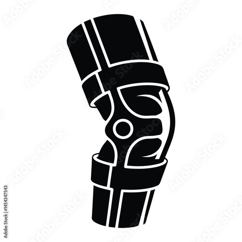Orthopedic knee brace Silhouette, Vector, Illustration, Icon, Logo, White Background.
