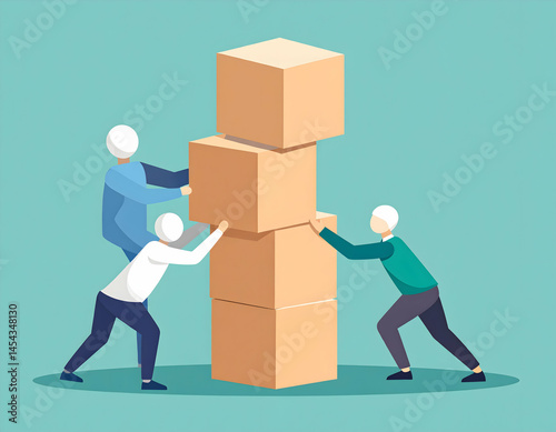 Team Effort Stacking Boxes