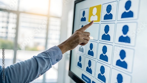Customer relationship management CRM concept. Customer data and marketing database system. Businessman touching customer icon.
By tadamichi photo