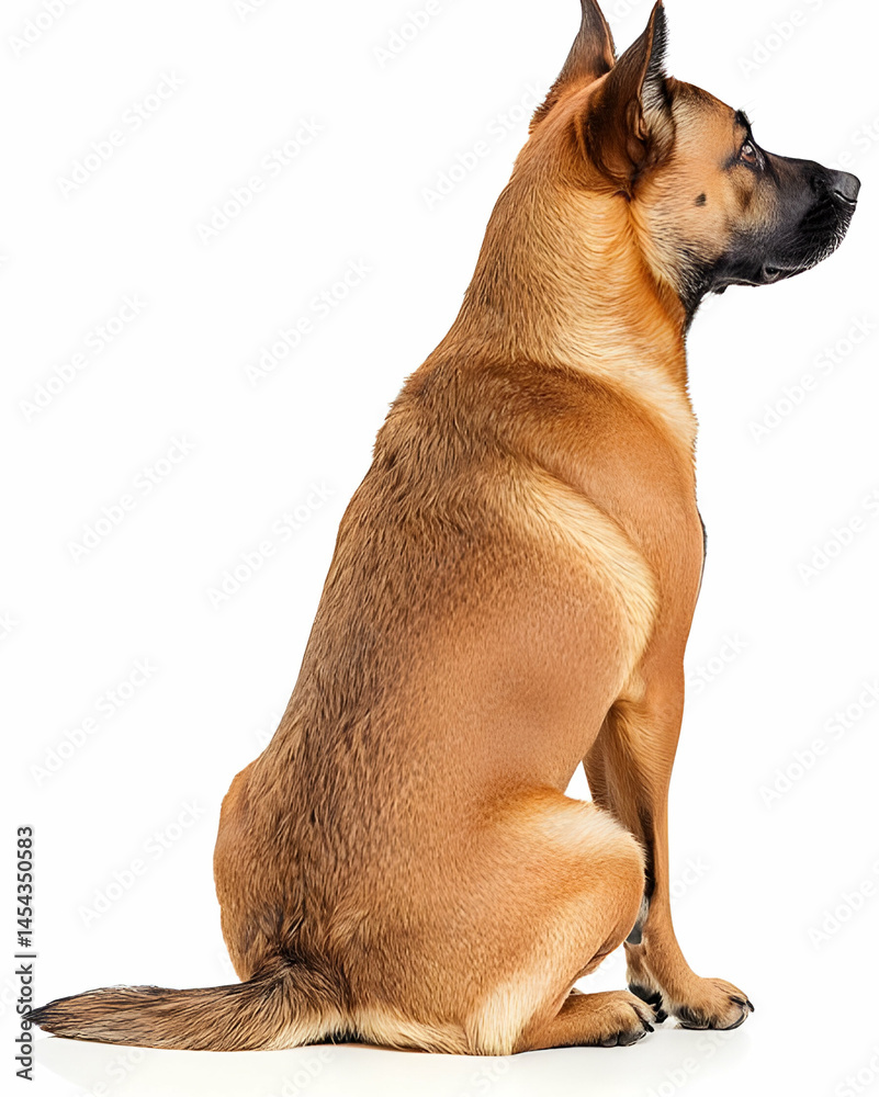 Obraz premium Dog Looking into Distance on Clean White Background
