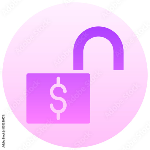 unlock money vector round gradient icon