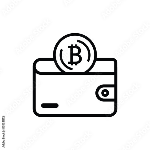 Bitcoin Wallet Icon Symbol Cryptocurrency Wallet Icon with Coin