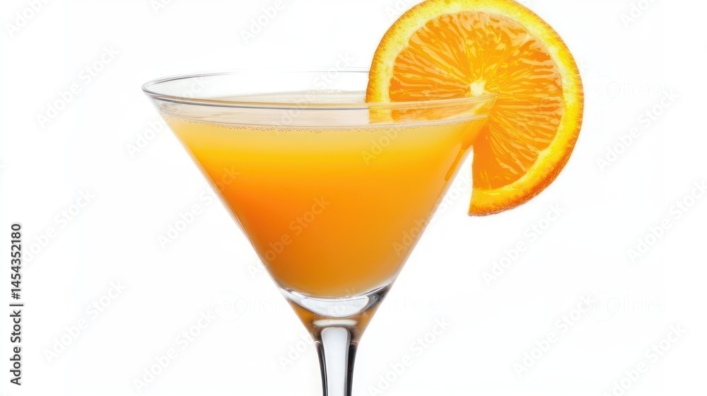 Fototapeta premium Screwdriver cocktail high-resolution cocktail drink in clear glass with vibrant garnish, isolated white background