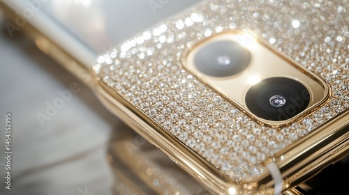 Opulent smartphone adorned with shimmering diamonds, exquisite technology and luxury