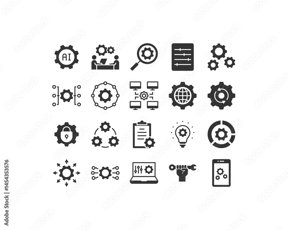 Simple set of settings icons Contains such Icons as control, management, Options Simple set of settings icons Contains such Icons as control, management, Options
