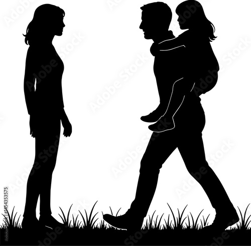 Silhouette of Family Bonding Outdoors