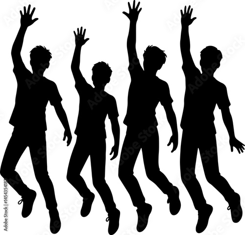 Multi-ethnic friends jumping