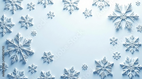 Winter Wonderland Delicate White Snowflakes on a Light Blue Background, Perfect for Festive Designs and Winter Celebrations