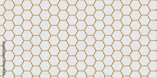 Seamless yellow honeycomb pattern is a sweet geometric design with hexagonal shapes, reminiscent of a bee's comb and nature's texture
