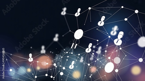 Network of people connected with lines on a dark background