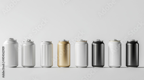 A selection of compressed cans isolated on a clean white backdrop, useful for eco-conscious concepts