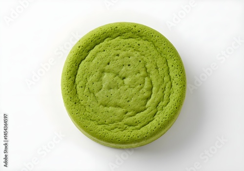Green Round Cake Top View on White Background Fresh Baked Treat