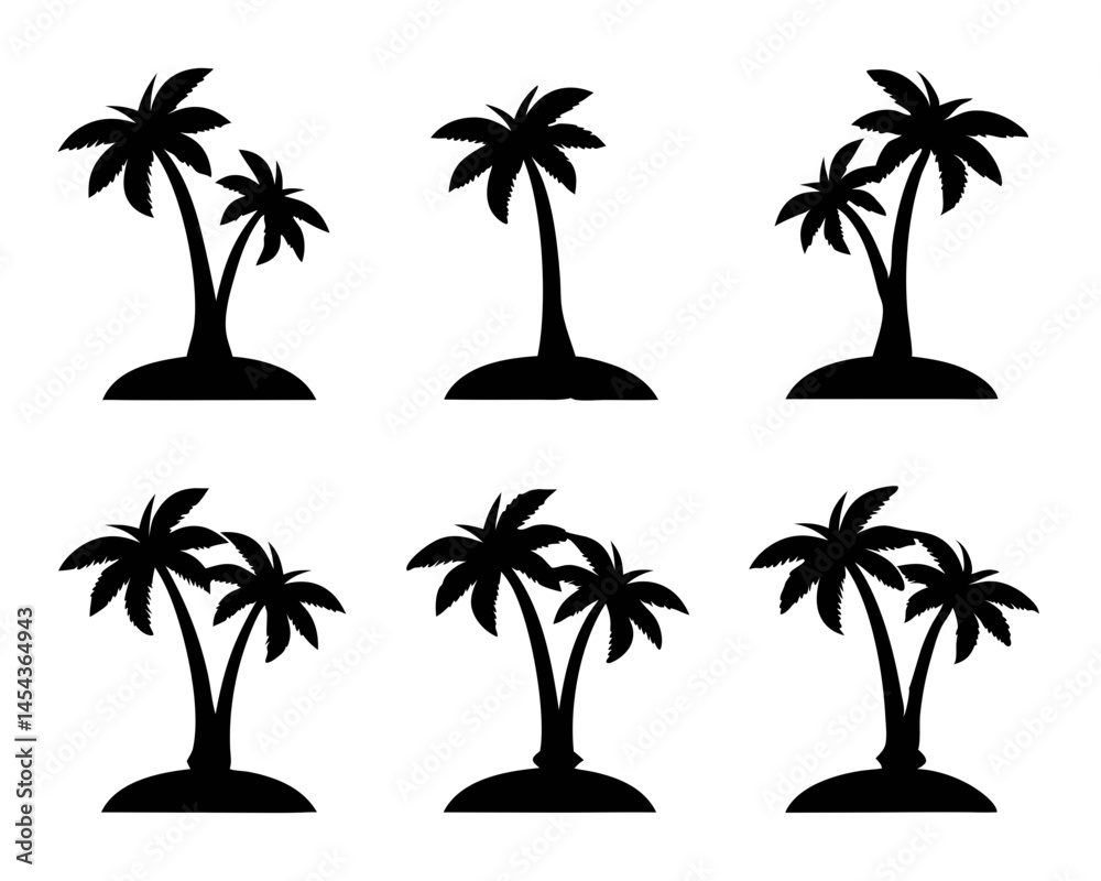 Fototapeta premium Palm Tree Island Silhouettes Collection