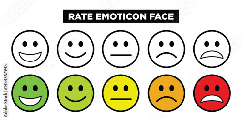 rate emoticon face editable stroke outline icon isolated on white background
