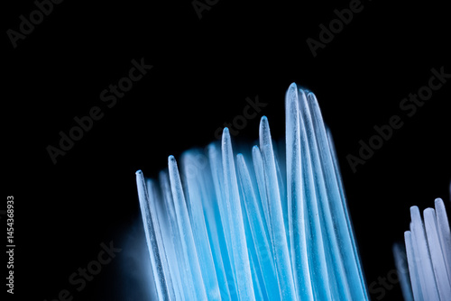 Quadro em tela micro photography, extreme close up new blue toothbrush bristles