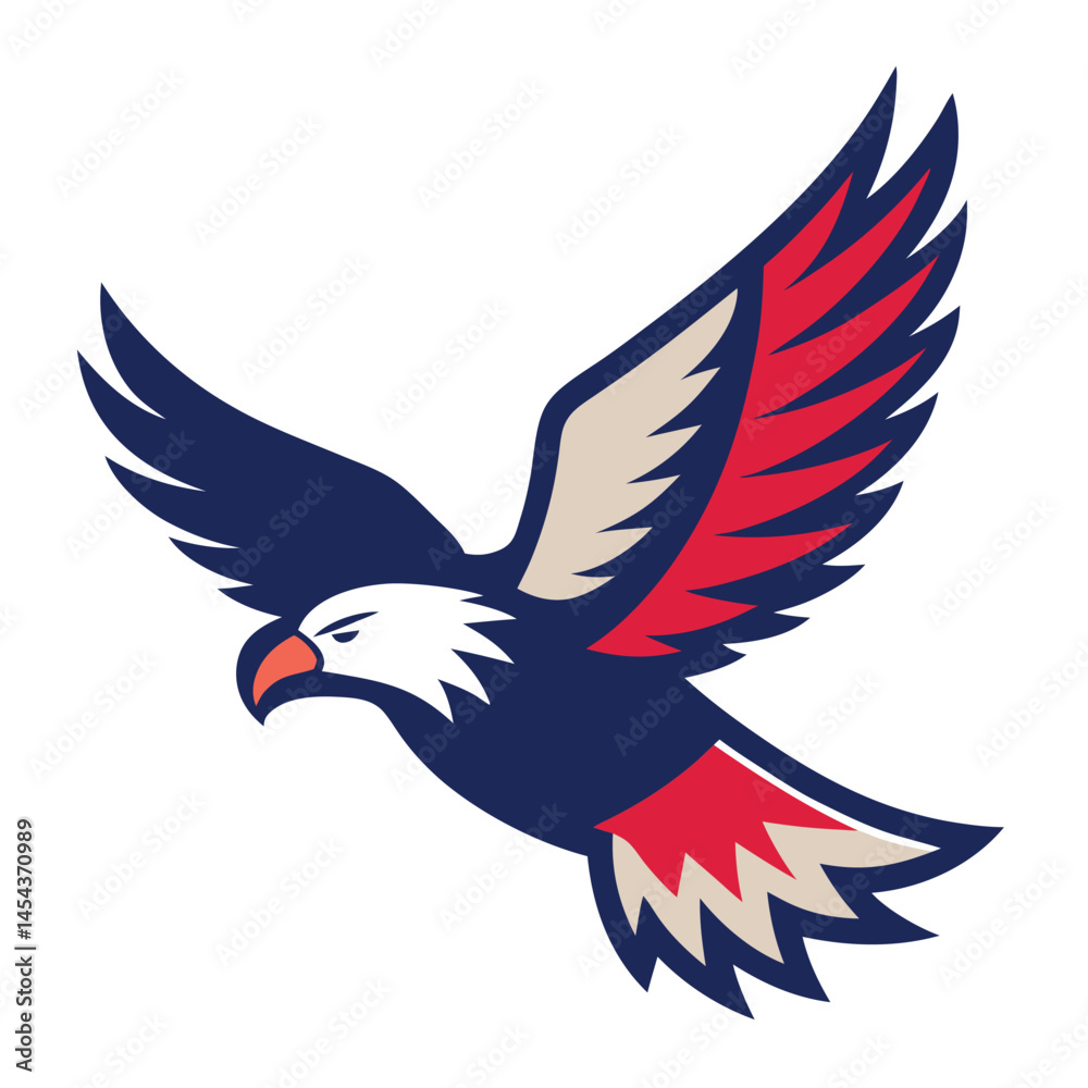 Fototapeta premium Patriotic-flying-American-flag-eagle-vector