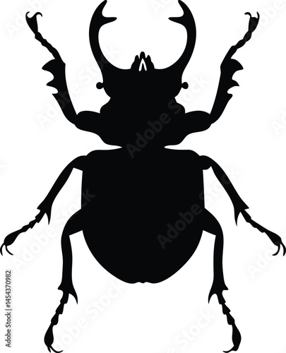 Beetle silhouette vector, Black Stag Beetle vector