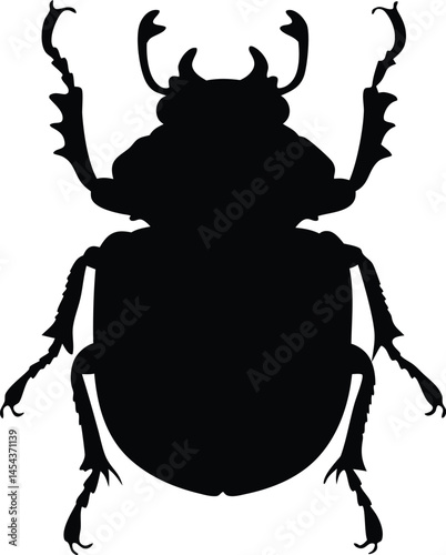 Beetle silhouette vector, Black Stag Beetle vector