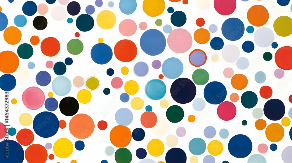 A Multitude of Vibrant Spheres Dance Across a Pristine White Canvas