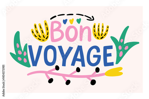bon voyage lettering. vector illustration