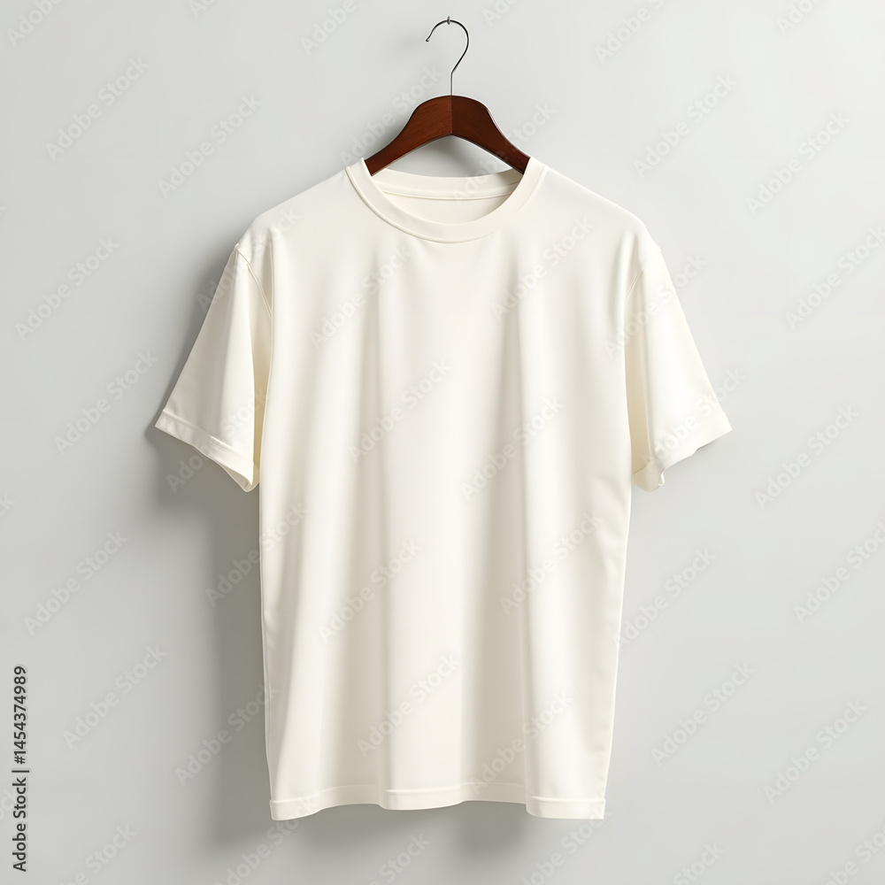 Isolated plain off-white short-sleeved shirt Isolated plain off-white short-sleeved shirt