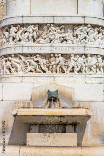 Foto detail of the column in front of La Rocca dei Rettori in Benevento, Campania, It