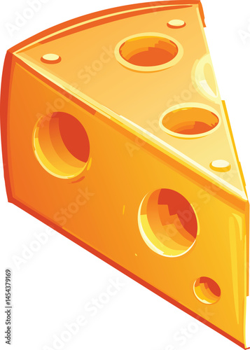 Cartoon Cheese Wedge Vector Isolated - Fun Dairy Product Illustration - Yellow Swiss Cheese Graphic - Food Icon With Holes - Cute Snack Clipart