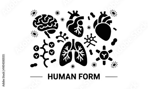 Modern vector icon set of human body parts and organs in a flat silhouette, easily editable.
