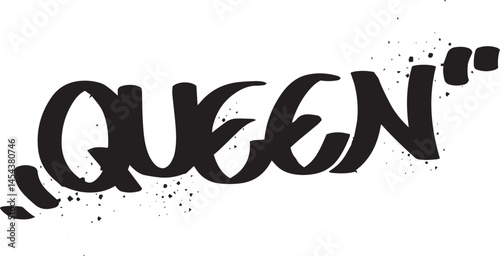 Hand drawn queen text effect front set line art vector