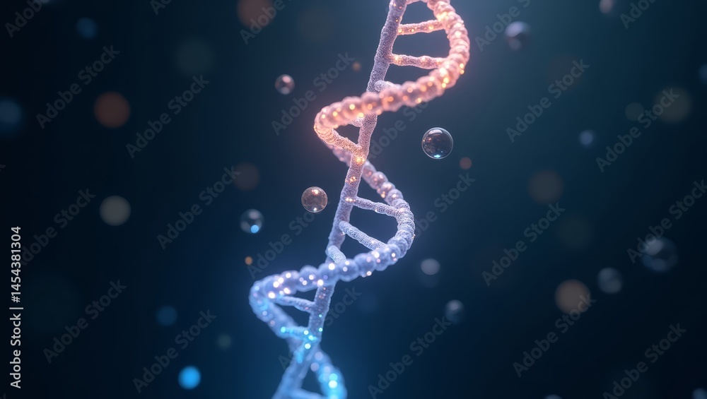 Obraz premium DNA spiral visualization with glowing genetic scan layers — perfect for biotechnology platforms and genome dashboards