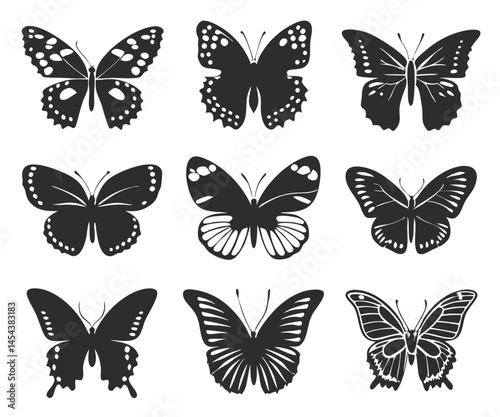 Wallpaper Mural Set of 9 Insect Silhouettes  Butterflies, Moths, Dragonflies

 Torontodigital.ca