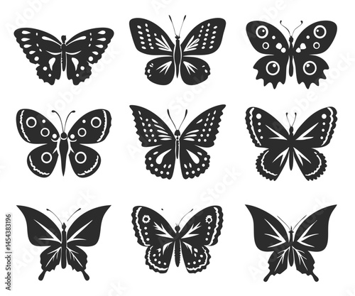 Wallpaper Mural Set of 9 Insect Silhouettes  Butterflies, Moths, Dragonflies

 Torontodigital.ca