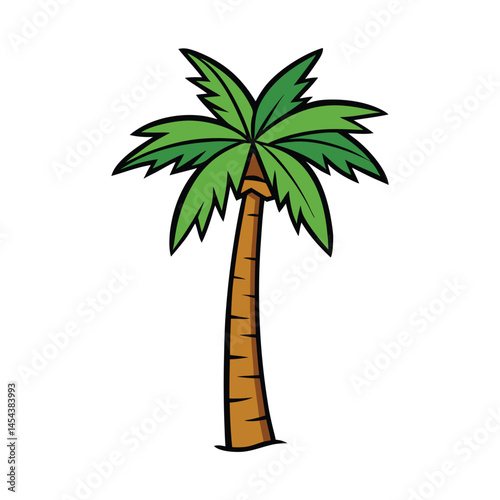 Colorful Palm tree silhouette icon on white background