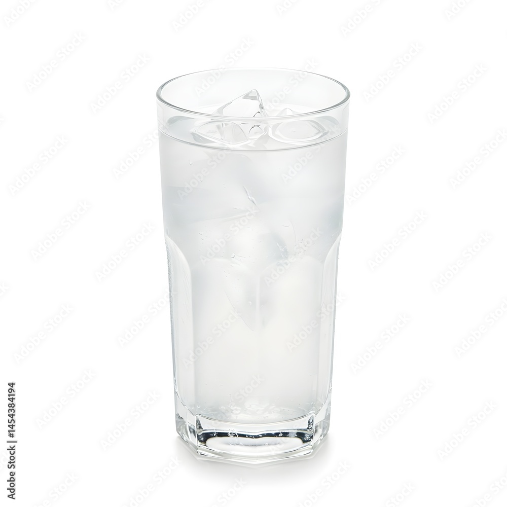 Glass of Refreshing Water with Ice Cubes Isolated on White Glass of Refreshing Water with Ice Cubes Isolated on White