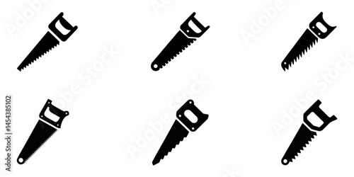 Solid Vector Icon for Hand Saw, saw silhouette, woodworker tool icon, woodworking vector symbol, Saw icon. Hand saw silhouette vector design, Handsaw icon, Hand saw silhouette vector, Hand saw black.