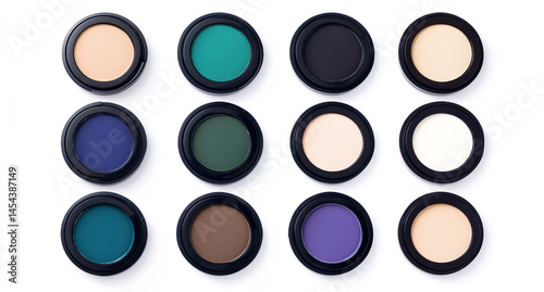 Twelve Colorful Eyeshadows  Makeup Palette  Cosmetic Shades  Beauty Products  Flatlay