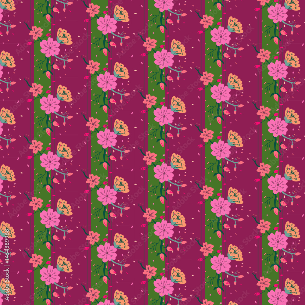 Motif Cerisier rose foncé