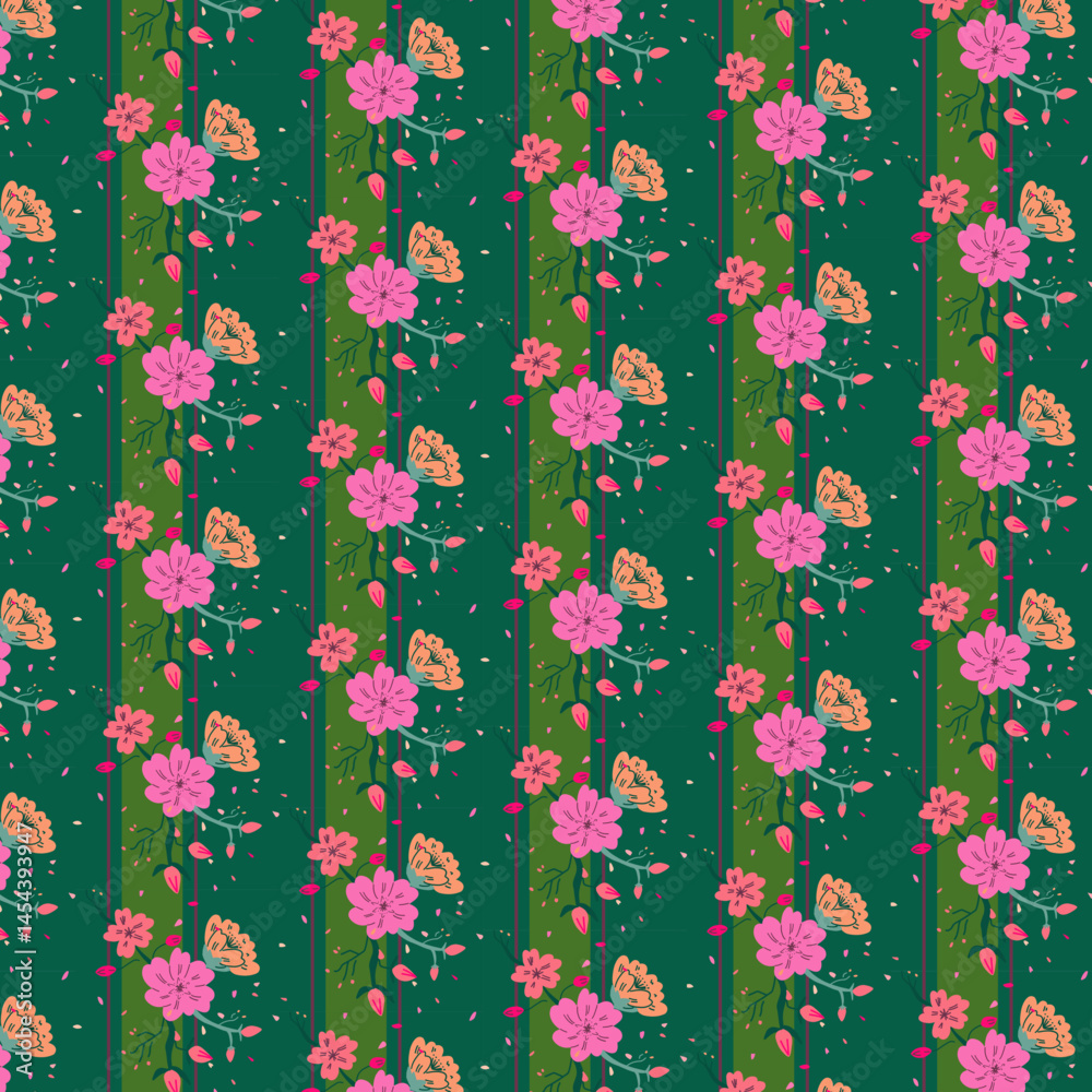 Motif Cerisier vert foncé