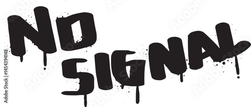 Hand drawn no signal text effect front set line art vector
