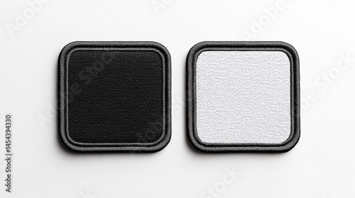 Blank Square Patches  Black   White Embroidery  Sew on Fabric Badges  Mockup